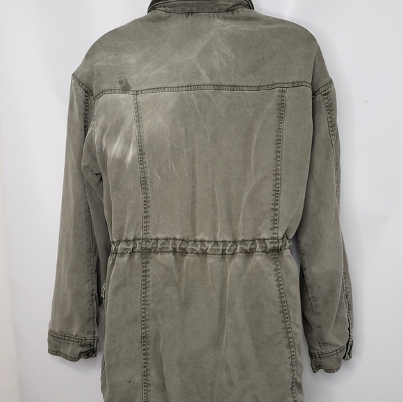 American Eagle Olive Green Utility Jacket Hide Away Hood Pockets Size S… - Picture 7 of 15